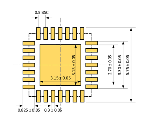 Mechanical Drawing - e-peas AEM10941 Solar Energy Harvesting IC
